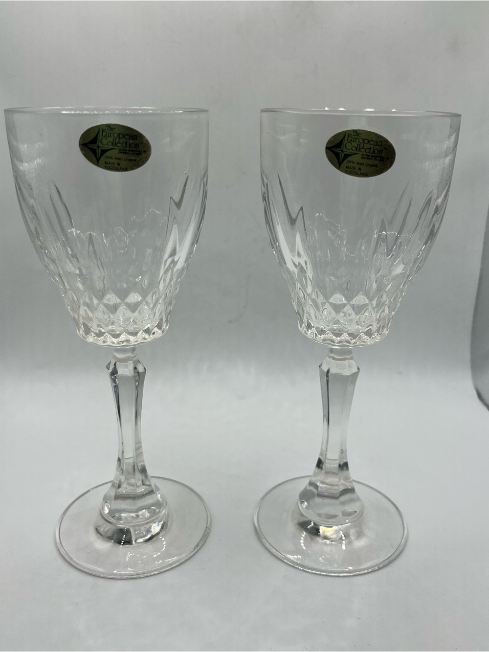 Genuine 24% Lead Crystal Wine Glasses - Clear Crystal Set of 2. NIB - Picture 4 of 7